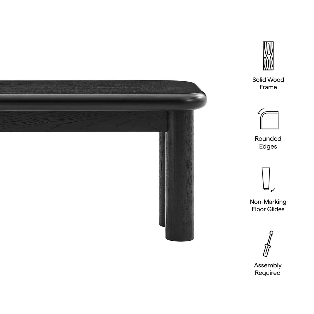 Alvia 58" Oak Wood Bench - Black