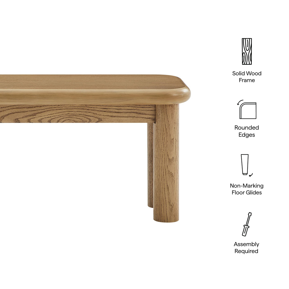 Alvia 58" Oak Wood Bench - Weathered Oak