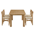 Alvia 5-Piece Oak Wood Dining Table and Chairs Set - Weathered Oak