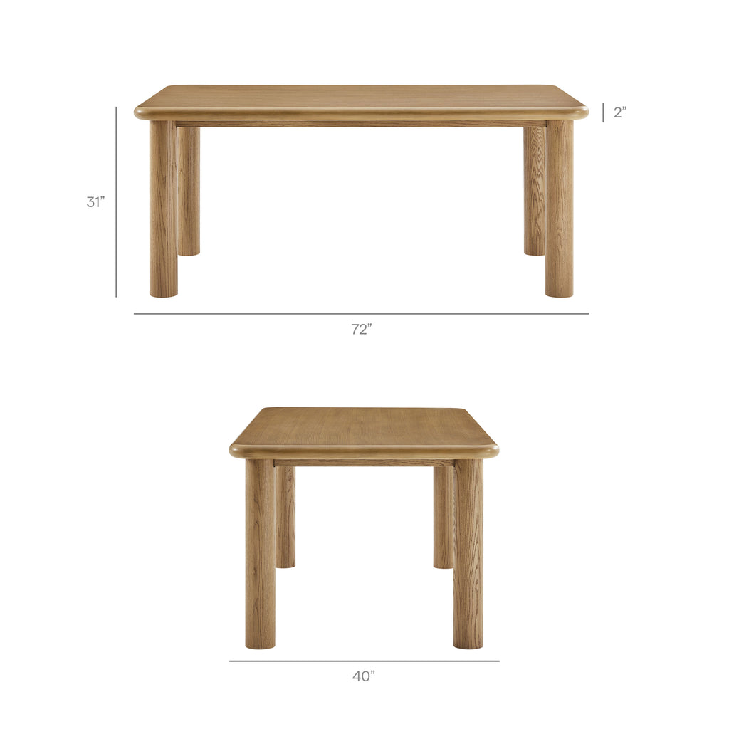 Alvia 7-Piece Oak Wood Dining Table and Chairs Set - Weathered Oak