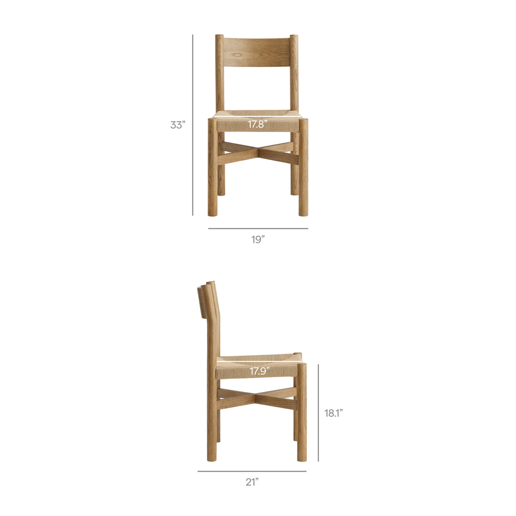 Alvia 7-Piece Oak Wood Dining Table and Chairs Set - Weathered Oak