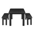Alvia 3-Piece Oak Wood Dining Table and Benches Set - Black