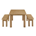 Alvia 3-Piece Oak Wood Dining Table and Benches Set - Weathered Oak