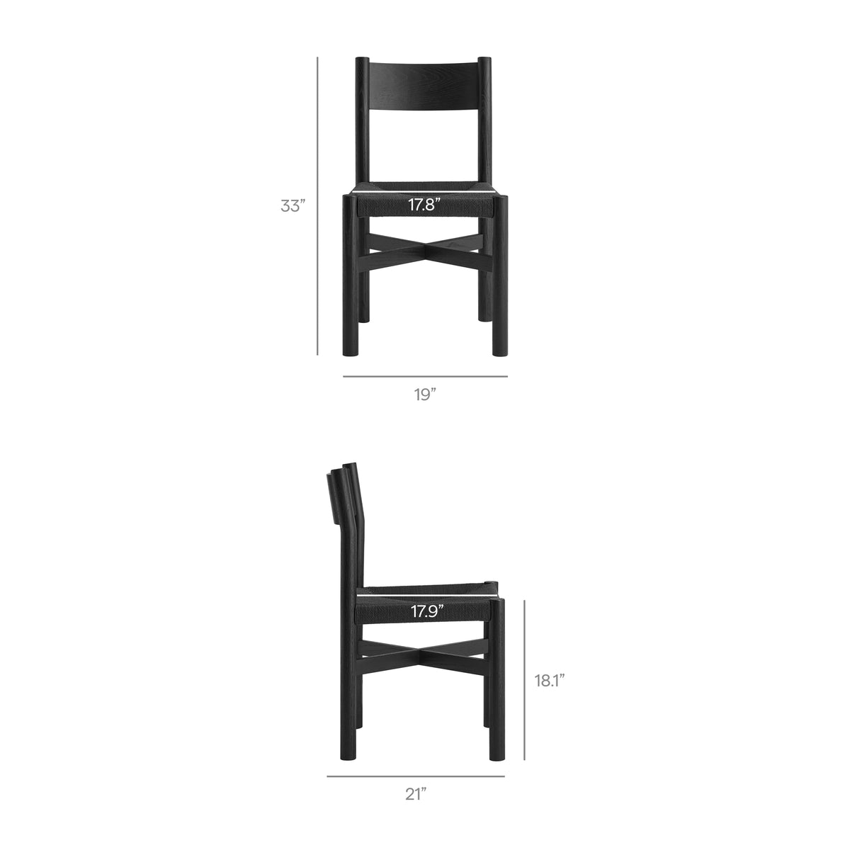Alvia 7-Piece Oak Wood Extendable Dining Table and Chairs Set - Black