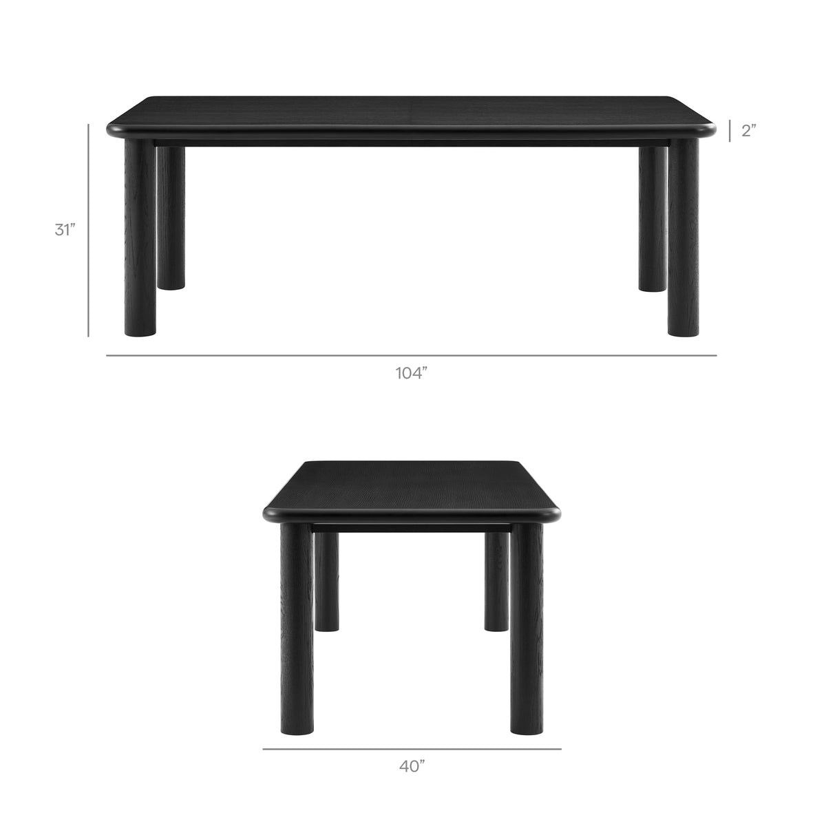 Alvia 9-Piece Oak Wood Extendable Dining Table and Chairs Set - Black