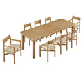 Alvia 9-Piece Oak Wood Extendable Dining Table and Chairs Set - Weathered Oak