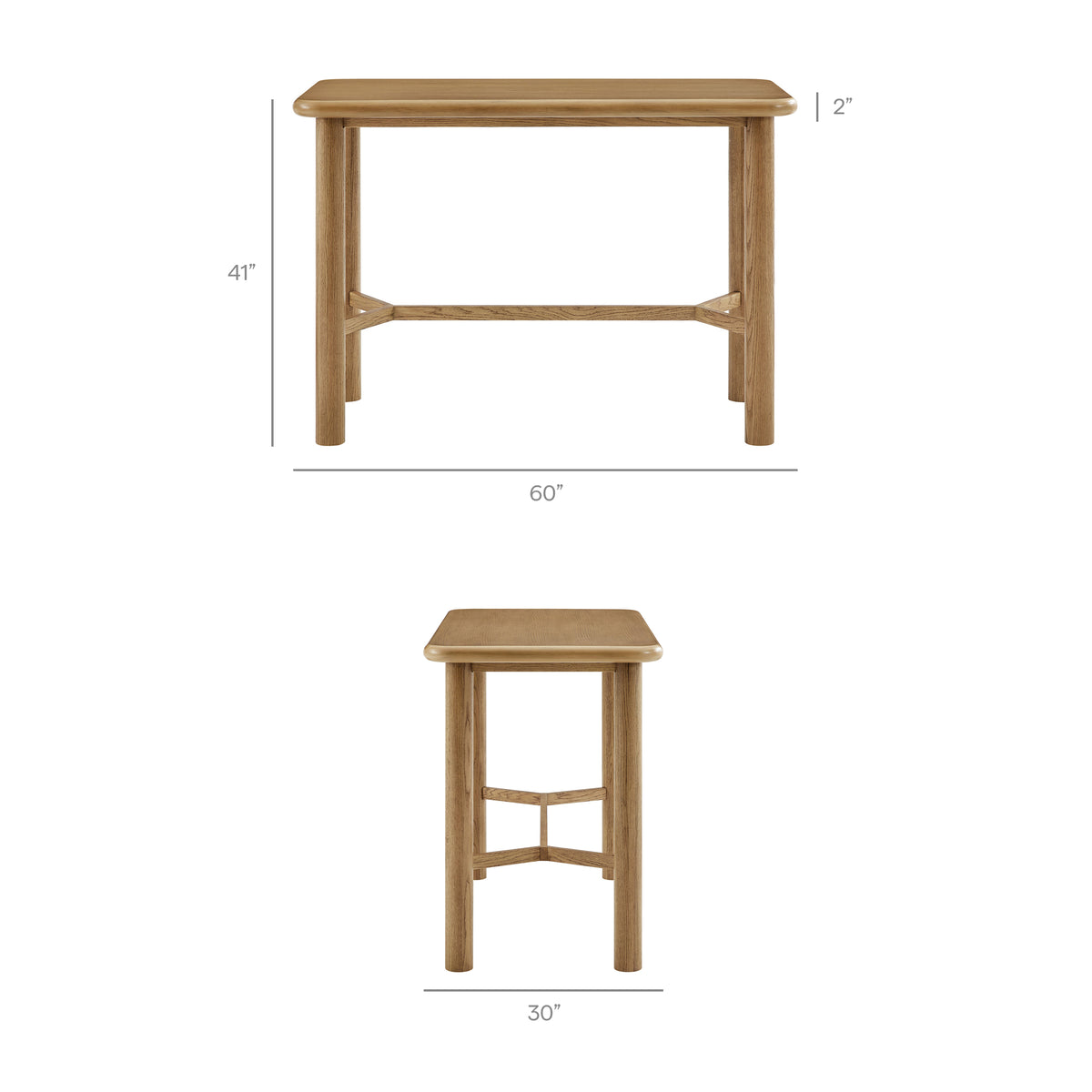 Alvia 5-Piece Rectangular Oak Wood Bar Table With Bar Stools Set - Weathered Oak