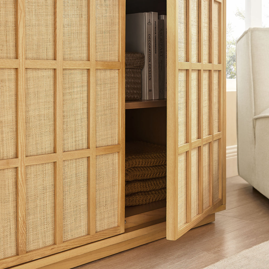 Aiko 39 Inch Japandi Accent Cabinet - Light Oak