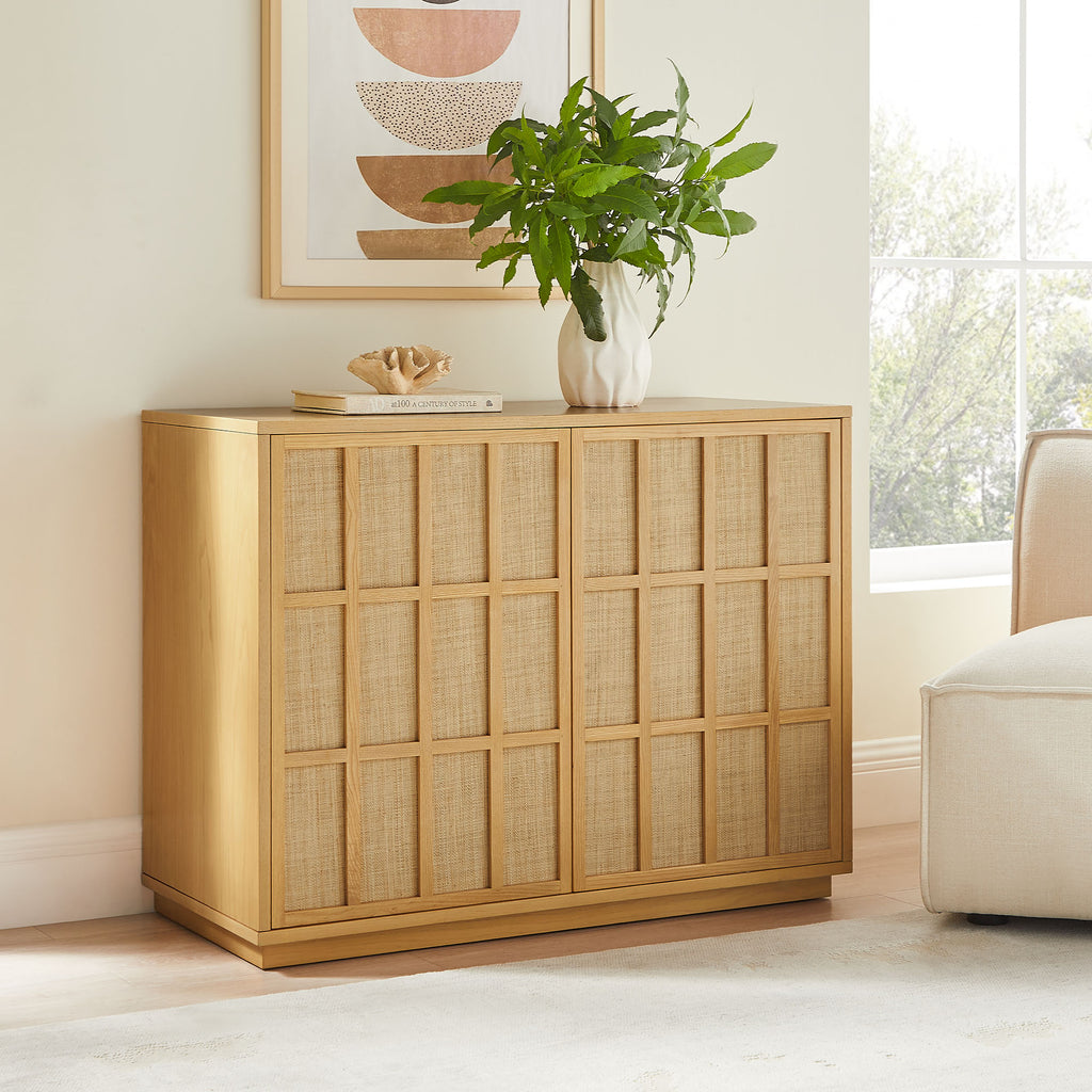 Aiko 39 Inch Japandi Accent Cabinet - Light Oak