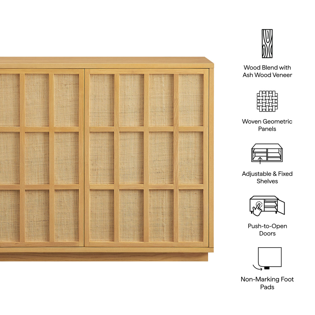 Aiko 39 Inch Japandi Accent Cabinet - Light Oak