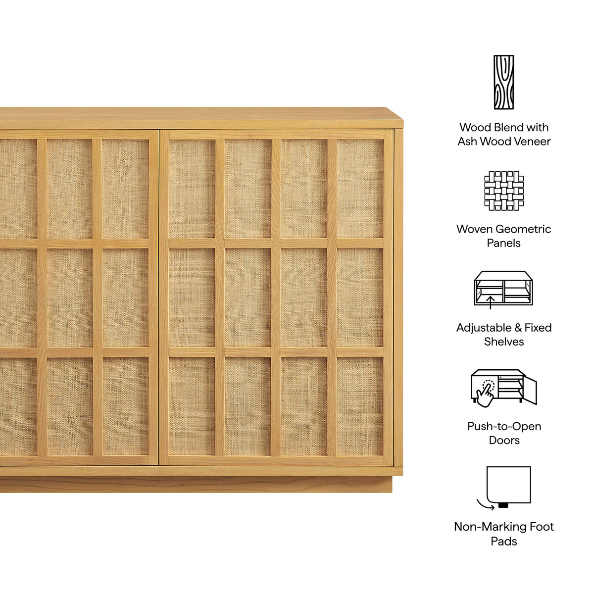 Aiko 39 Inch Japandi Accent Cabinet - Light Oak