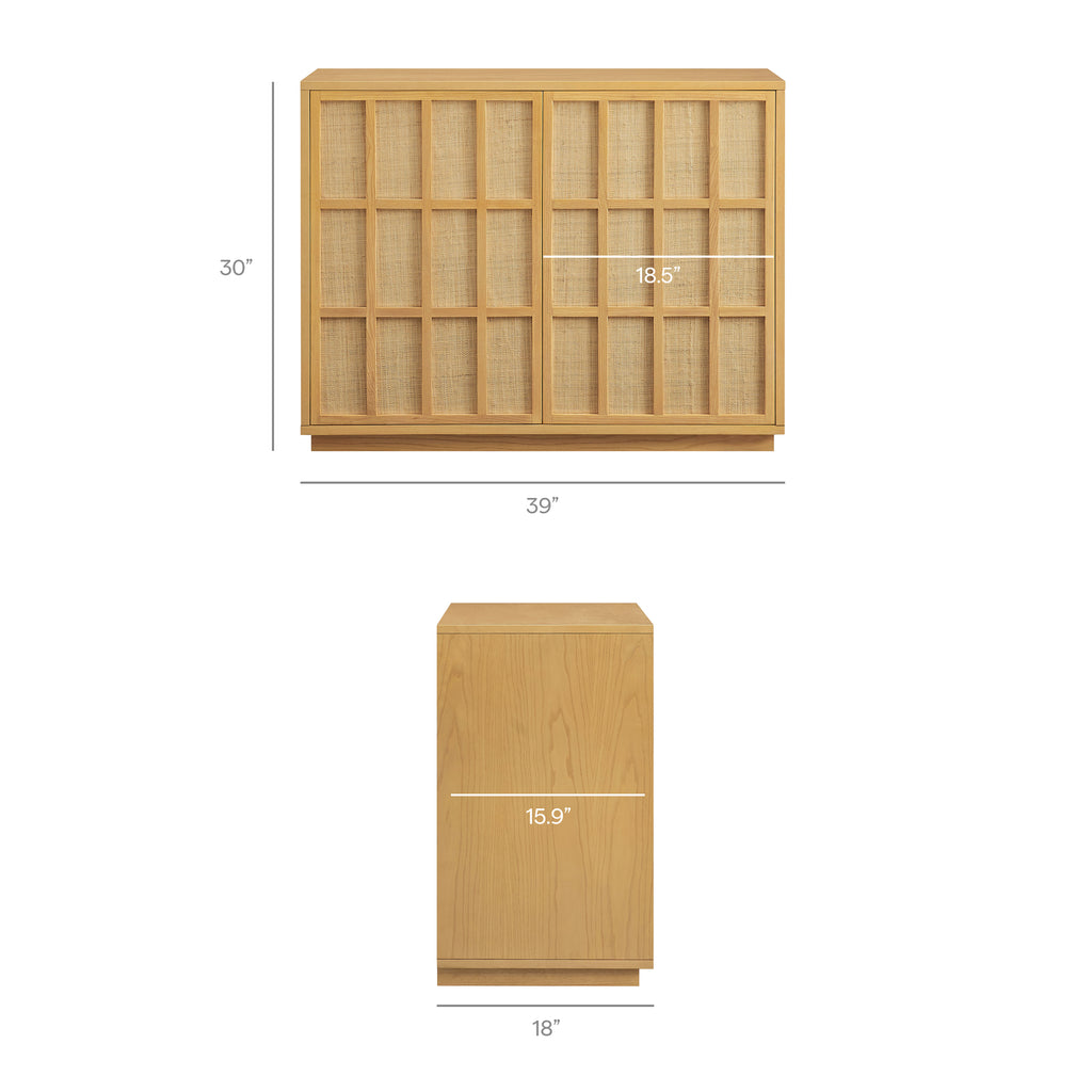 Aiko 39 Inch Japandi Accent Cabinet - Light Oak
