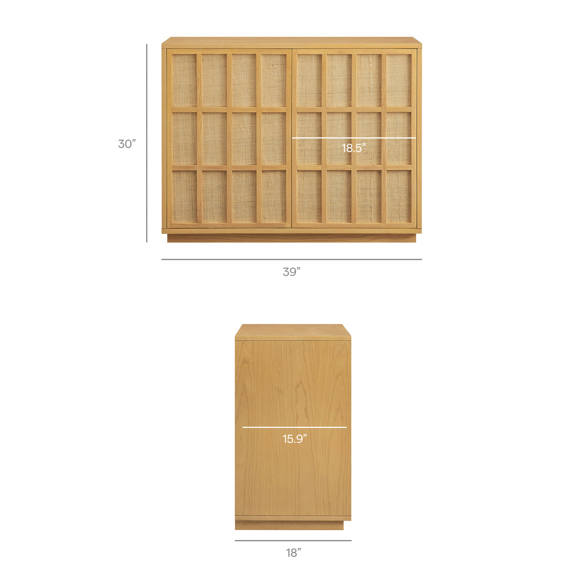 Aiko 39 Inch Japandi Accent Cabinet - Light Oak