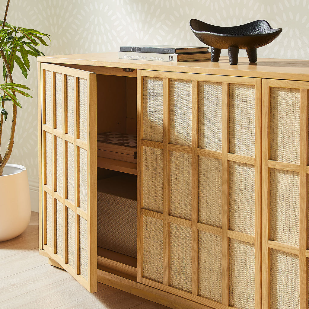 Aiko 76 Inch Japandi Sideboard - Light Oak