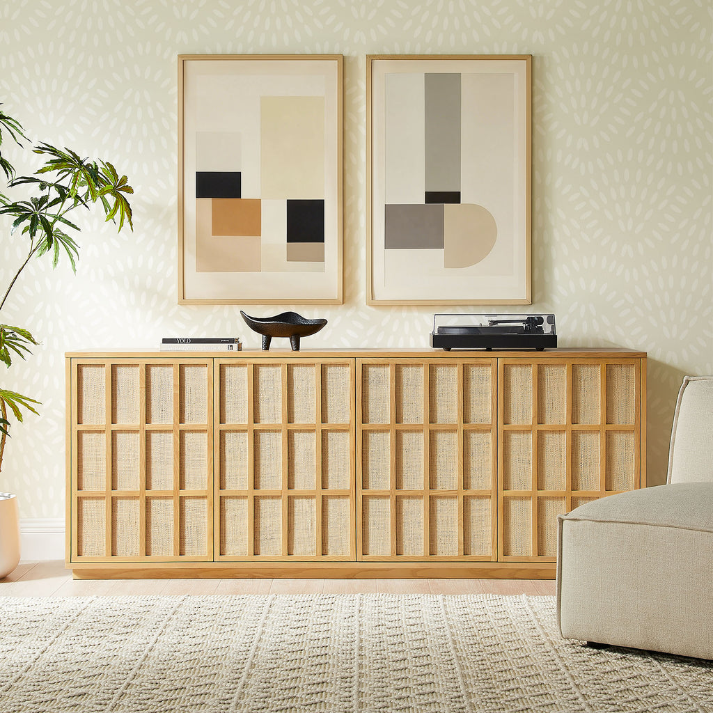 Aiko 76 Inch Japandi Sideboard - Light Oak