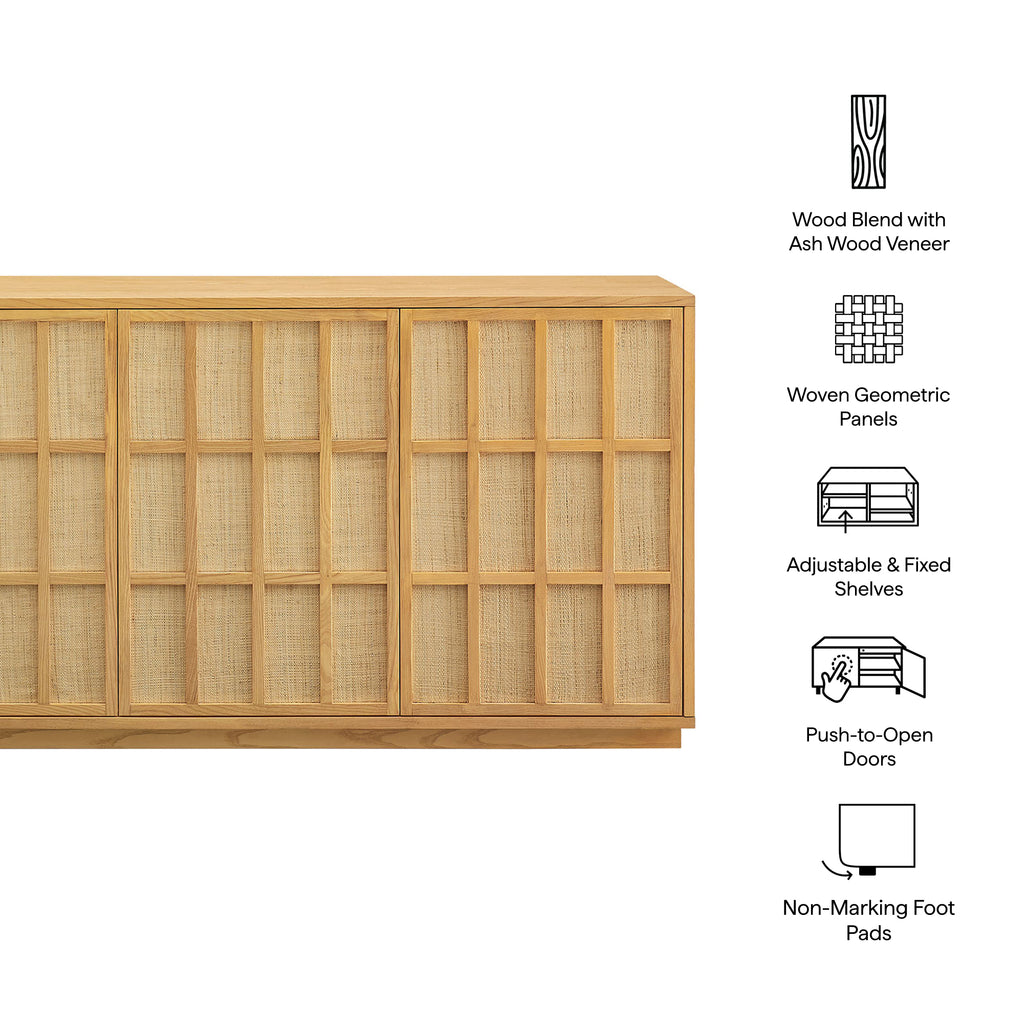 Aiko 76 Inch Japandi Sideboard - Light Oak