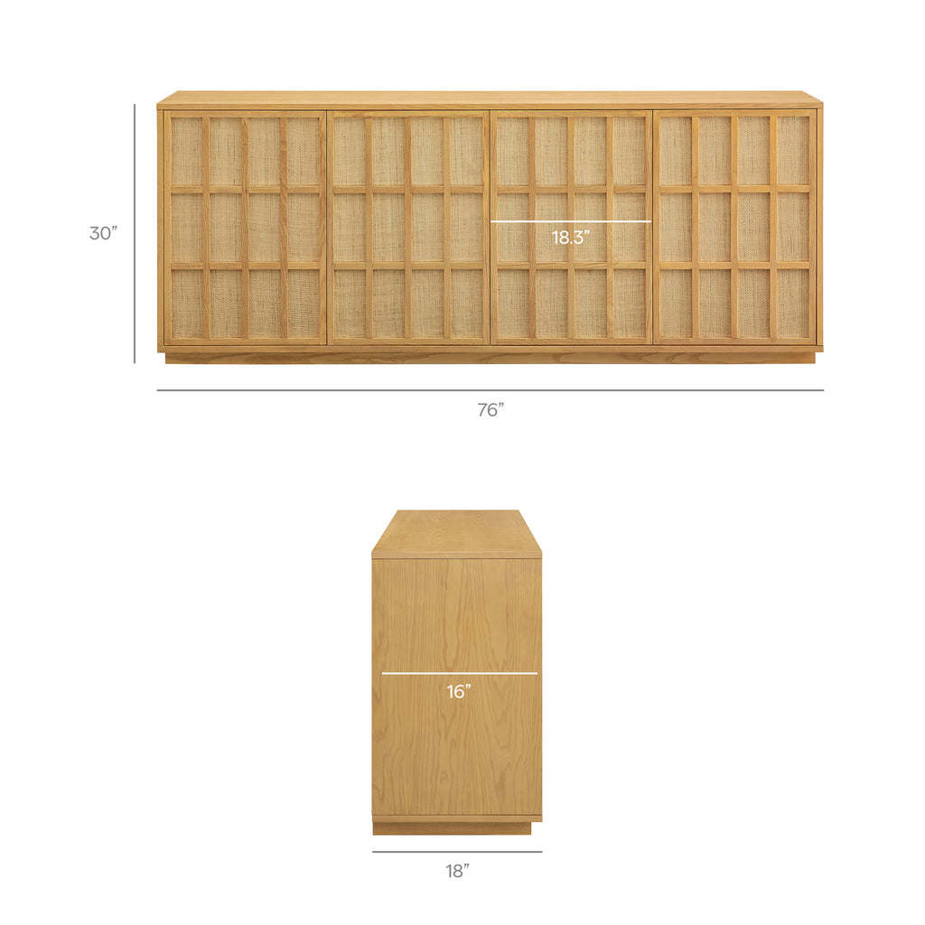 Aiko 76 Inch Japandi Sideboard - Light Oak
