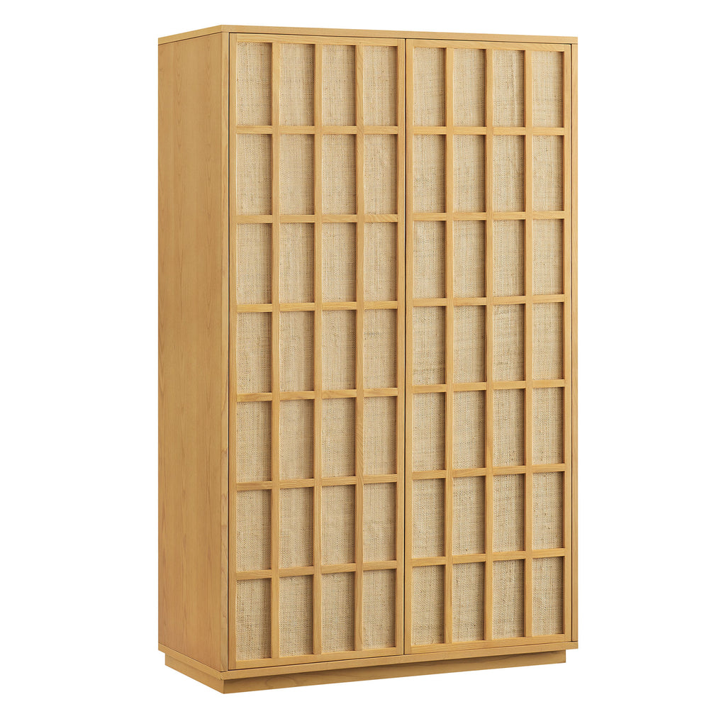 Aiko 64 Inch Tall Japandi Storage Cabinet - Light Oak