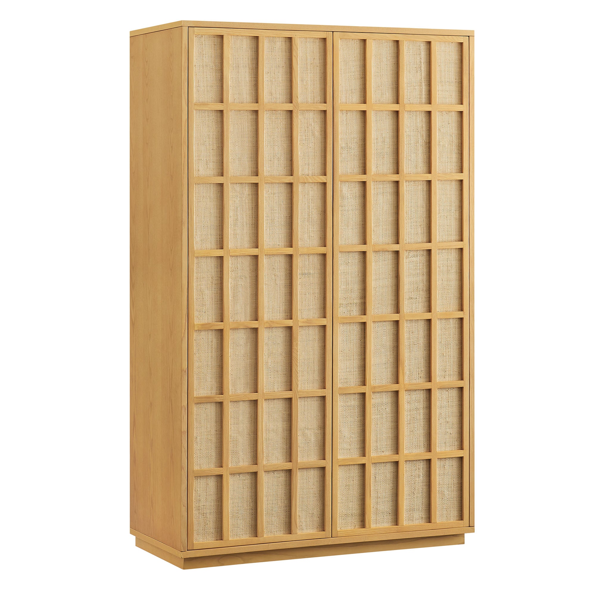 Aiko 64 Inch Tall Japandi Storage Cabinet - Light Oak