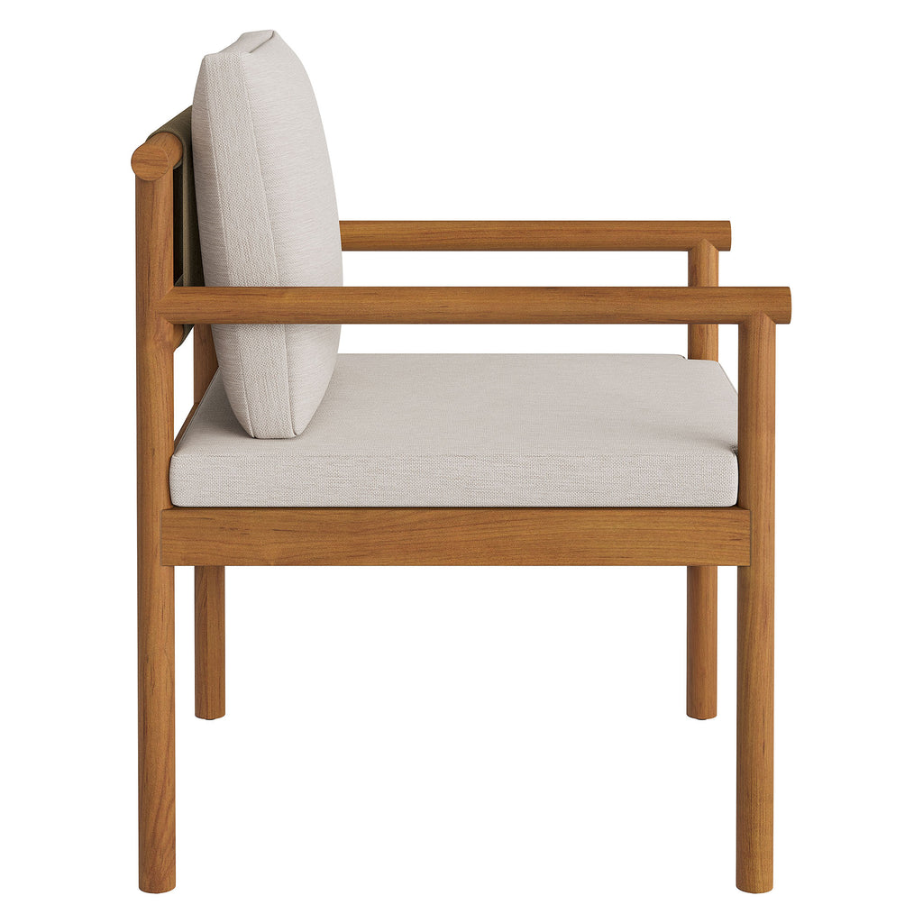 Eleni Outdoor Patio Teak Wood Rope Dining Chair - Natural Sail