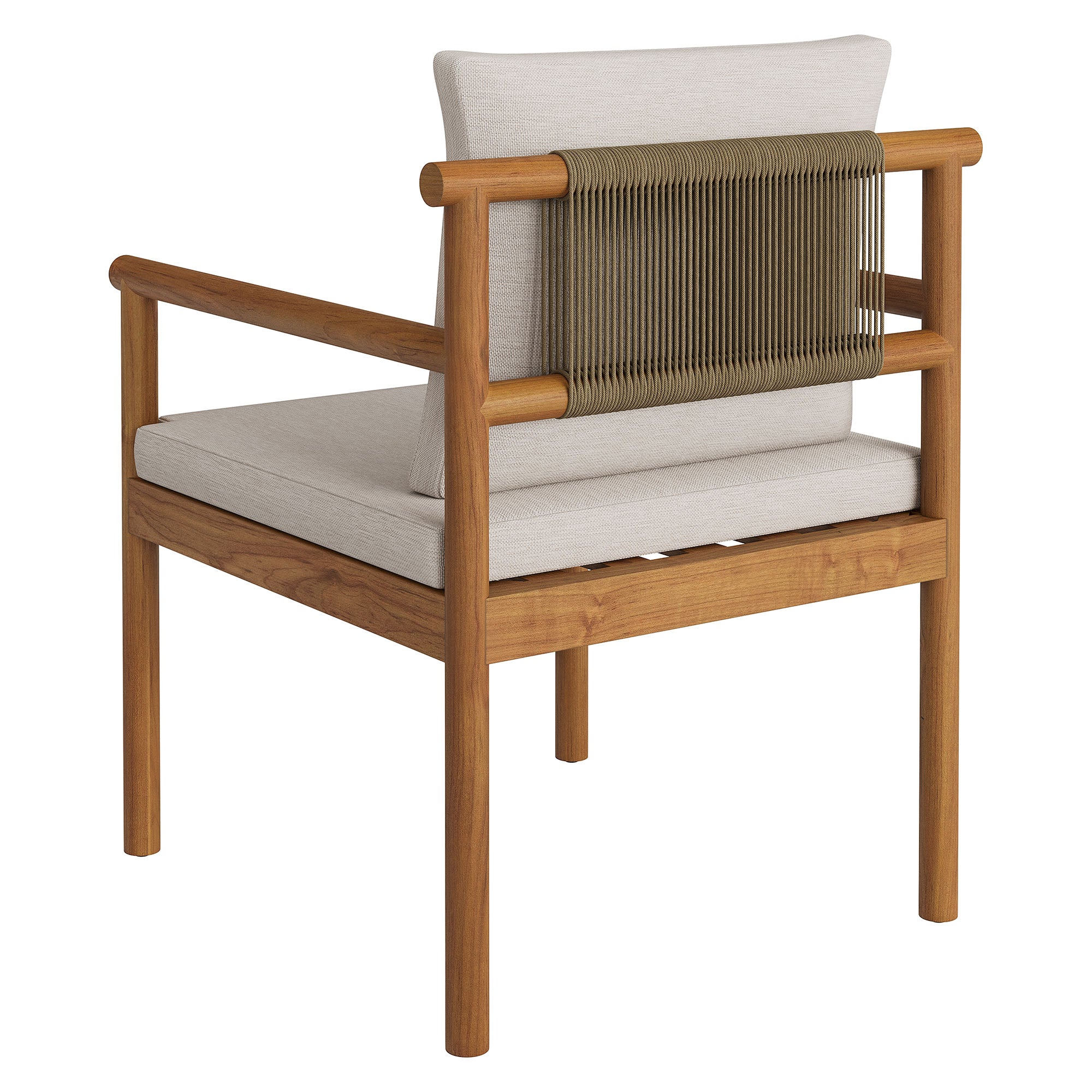 Eleni Outdoor Patio Teak Wood Rope Dining Chair - Natural Sail