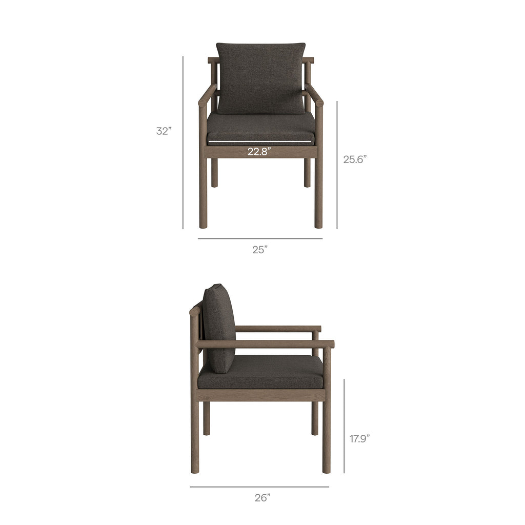 Eleni Outdoor Patio Teak Wood Rope Dining Chair - Weathered Gray Flint