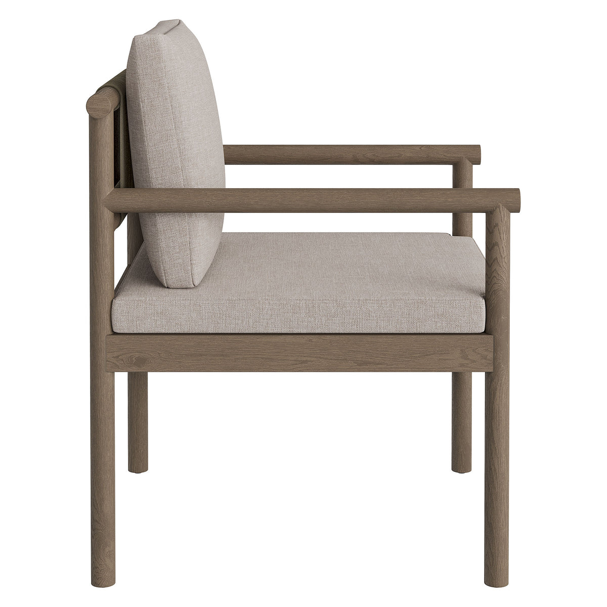 Eleni Outdoor Patio Teak Wood Rope Dining Chair - Weathered Gray Pebble