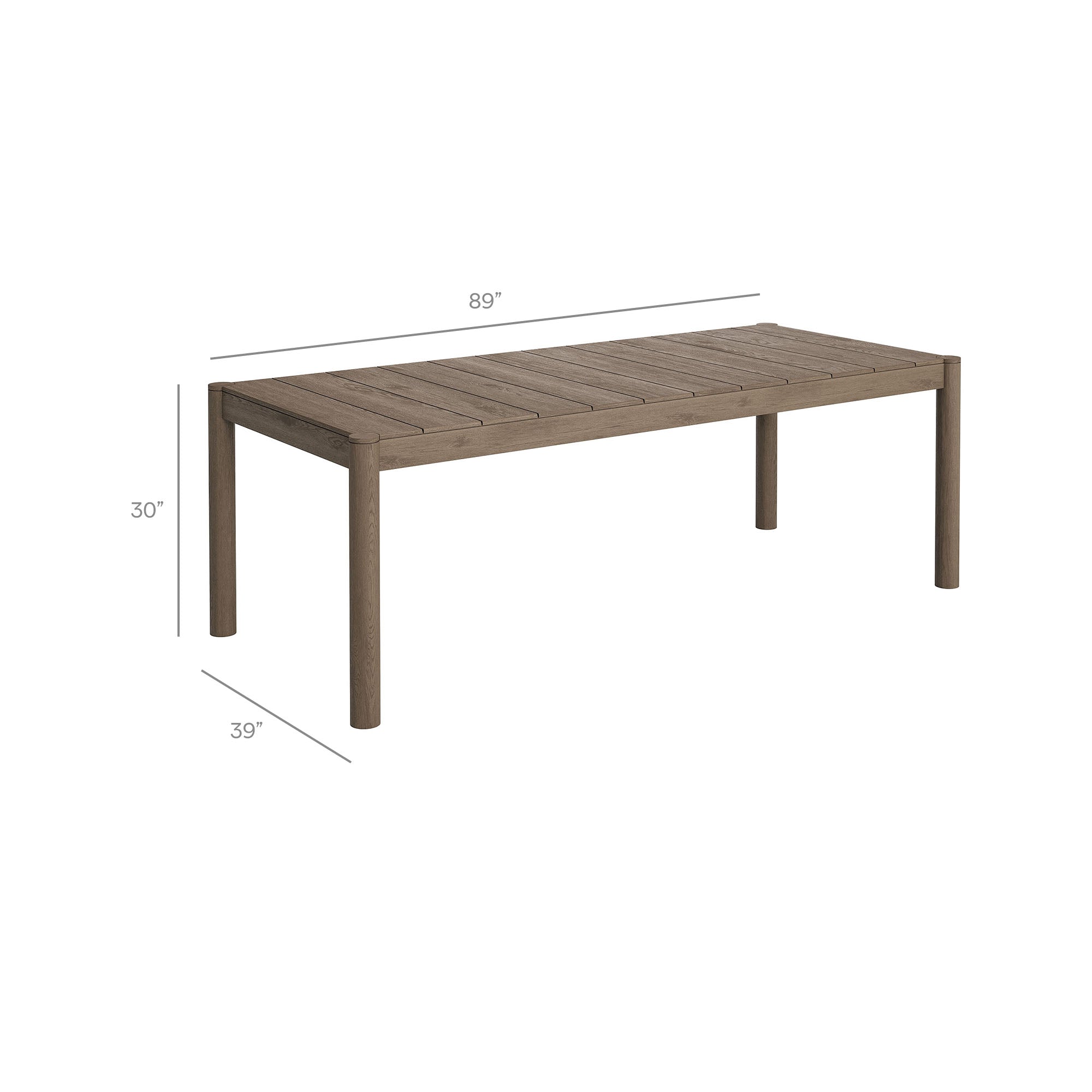 Eleni 89-Inch Outdoor Patio Teak Wood Dining Table - Weathered Gray
