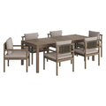 Eleni 7 Piece Outdoor Patio Teak Wood Dining Set - Weathered Gray Pebble