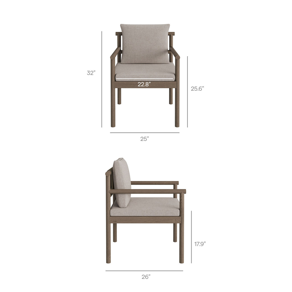 Eleni 7 Piece Outdoor Patio Teak Wood Dining Set - Weathered Gray Pebble