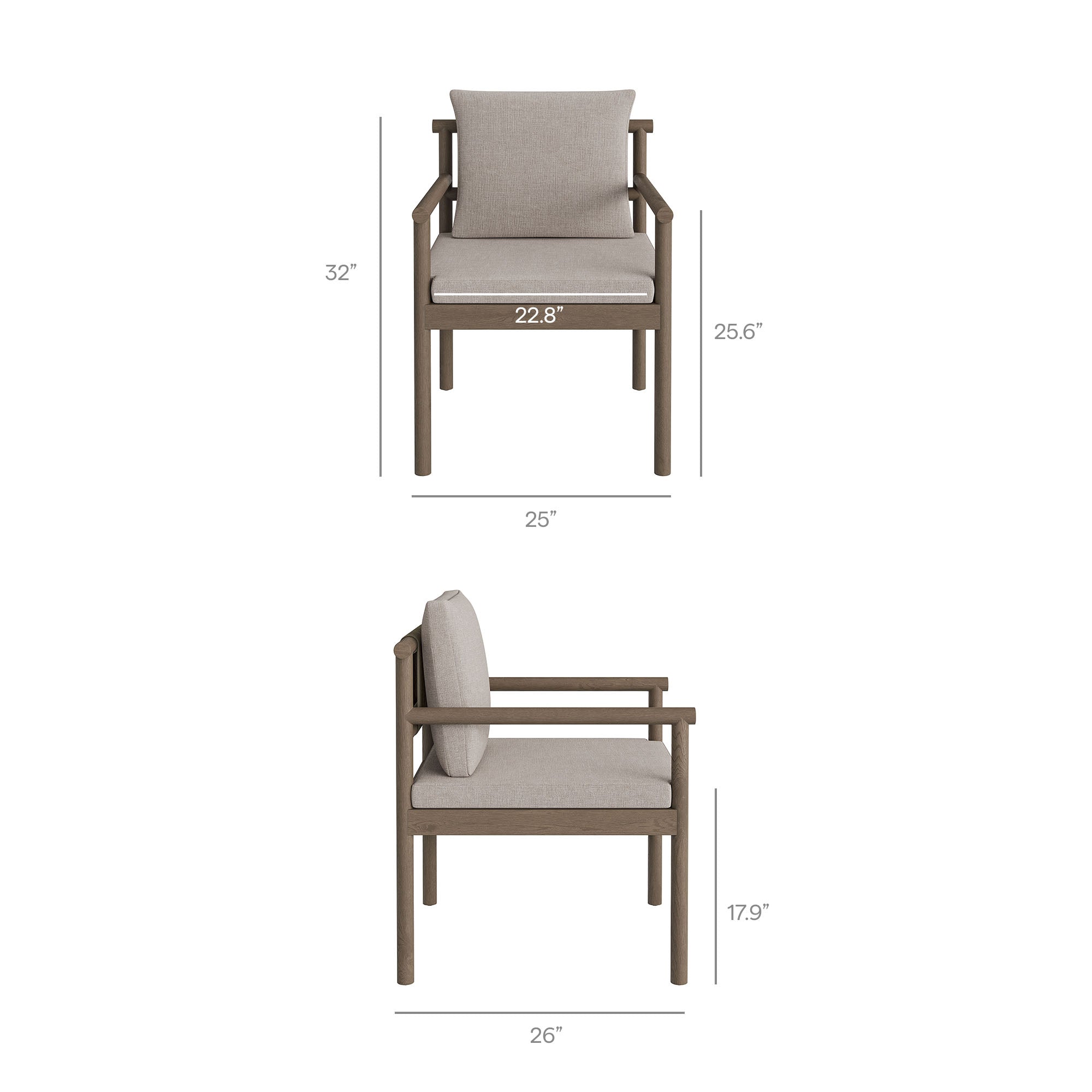 Eleni 7 Piece Outdoor Patio Teak Wood Dining Set - Weathered Gray Pebble