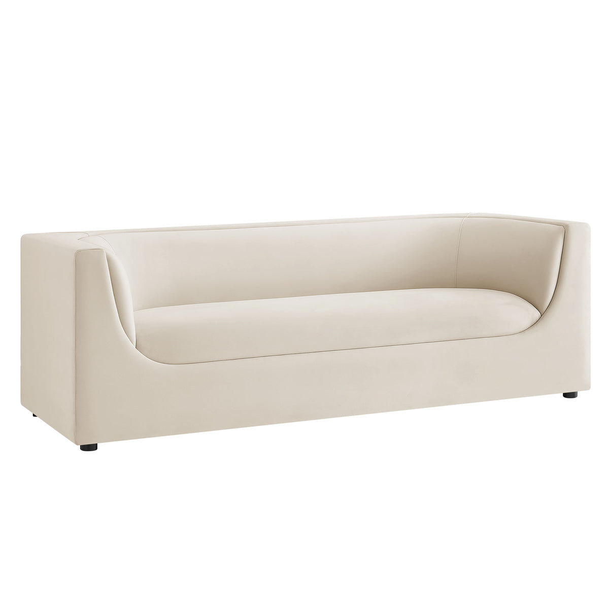 Hilda 86" Curved Back Performance Velvet Sofa - Alabaster
