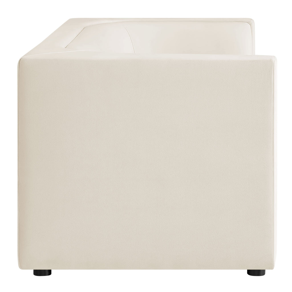 Hilda 86" Curved Back Performance Velvet Sofa - Alabaster