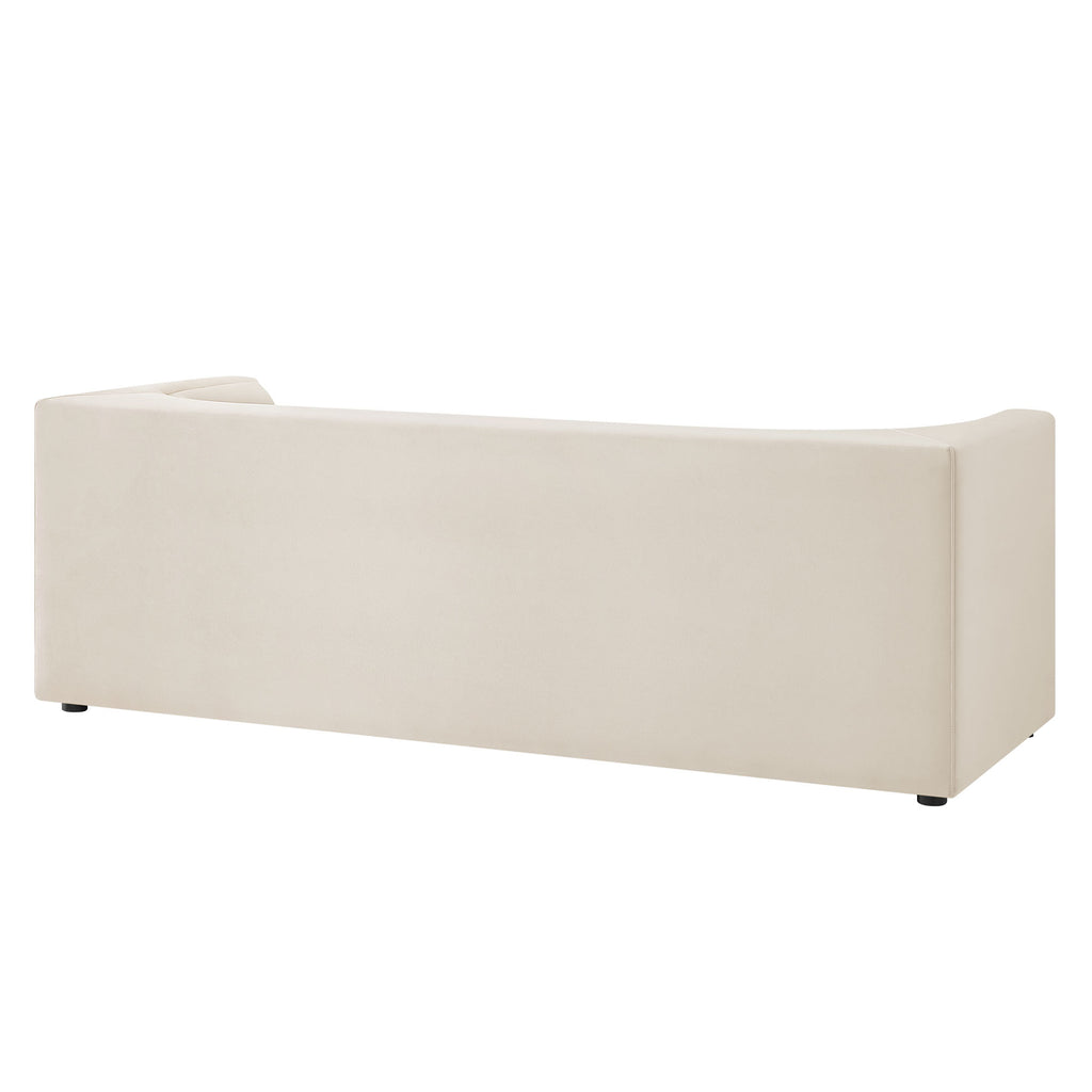 Hilda 86" Curved Back Performance Velvet Sofa - Alabaster