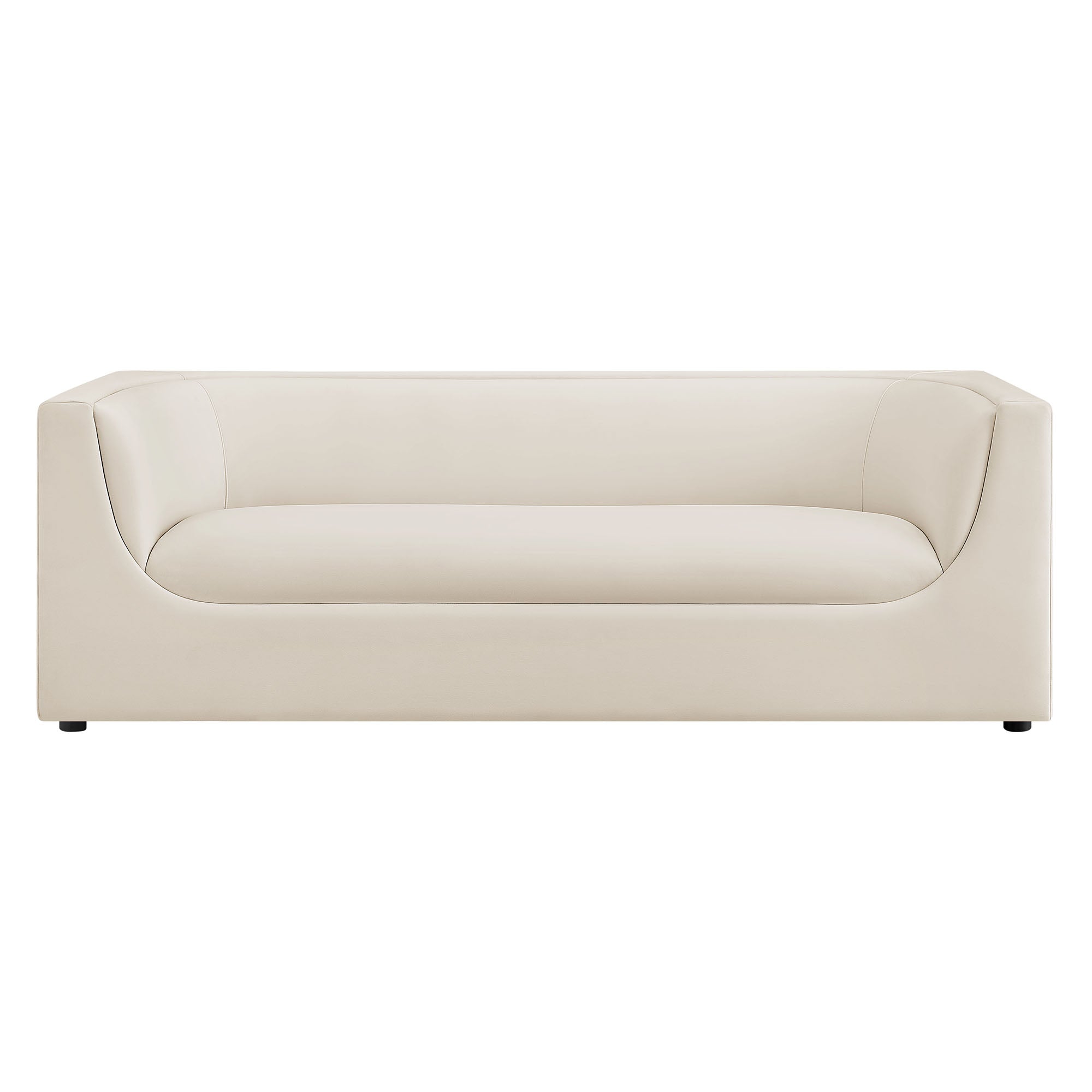 Hilda 86" Curved Back Performance Velvet Sofa - Alabaster