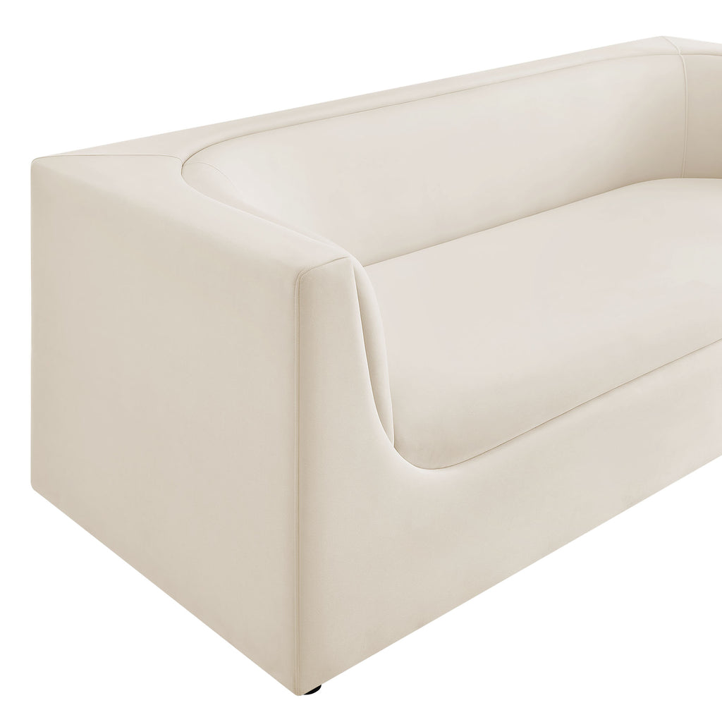Hilda 86" Curved Back Performance Velvet Sofa - Alabaster