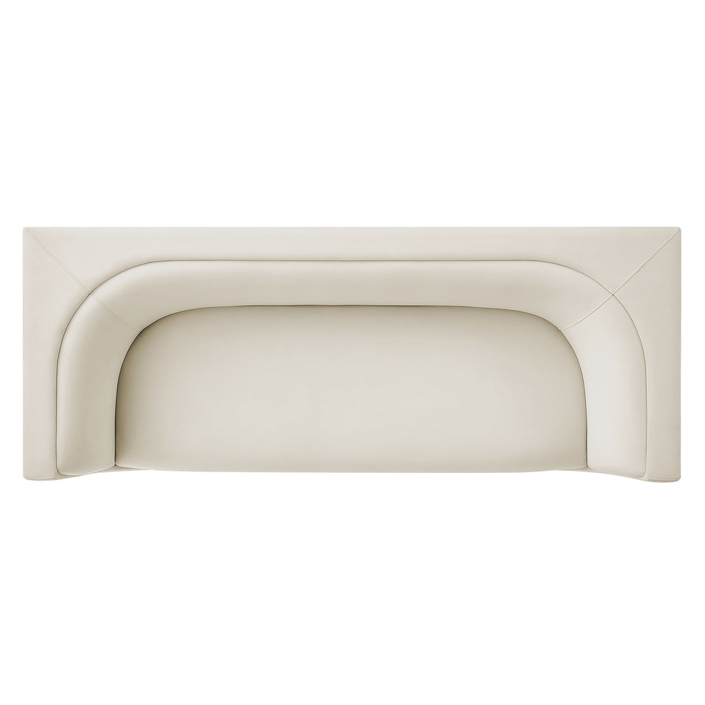 Hilda 86" Curved Back Performance Velvet Sofa - Alabaster