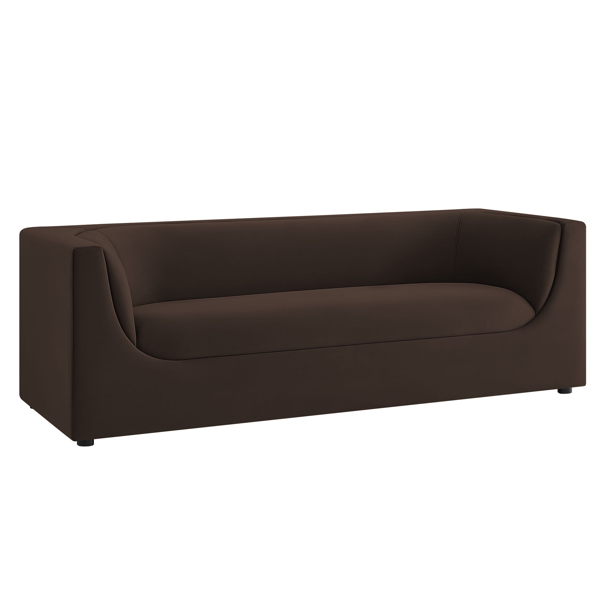 Hilda 86" Curved Back Performance Velvet Sofa - Chocolate Brown