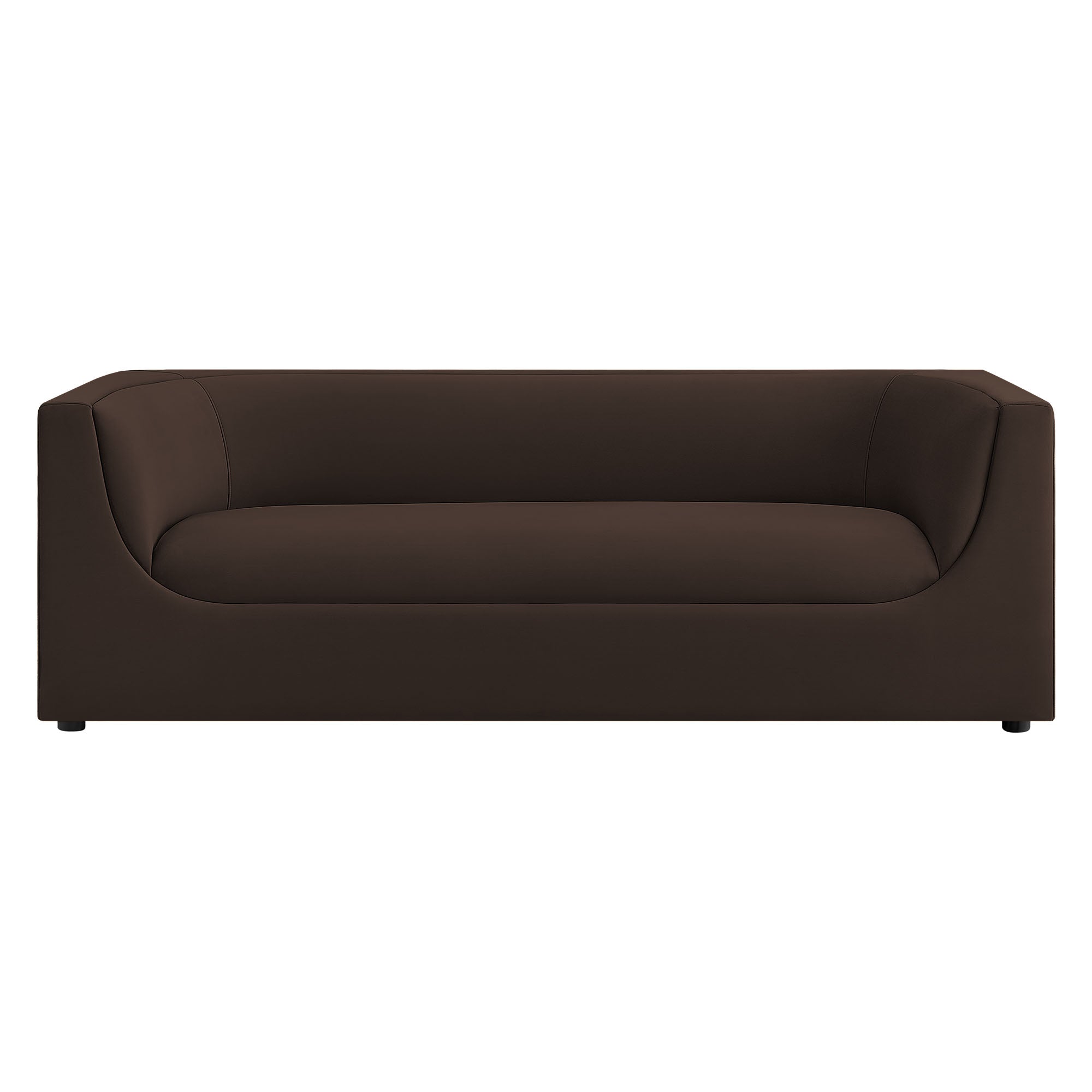 Hilda 86" Curved Back Performance Velvet Sofa - Chocolate Brown