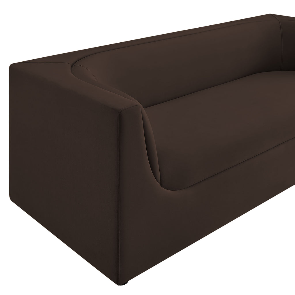 Hilda 86" Curved Back Performance Velvet Sofa - Chocolate Brown