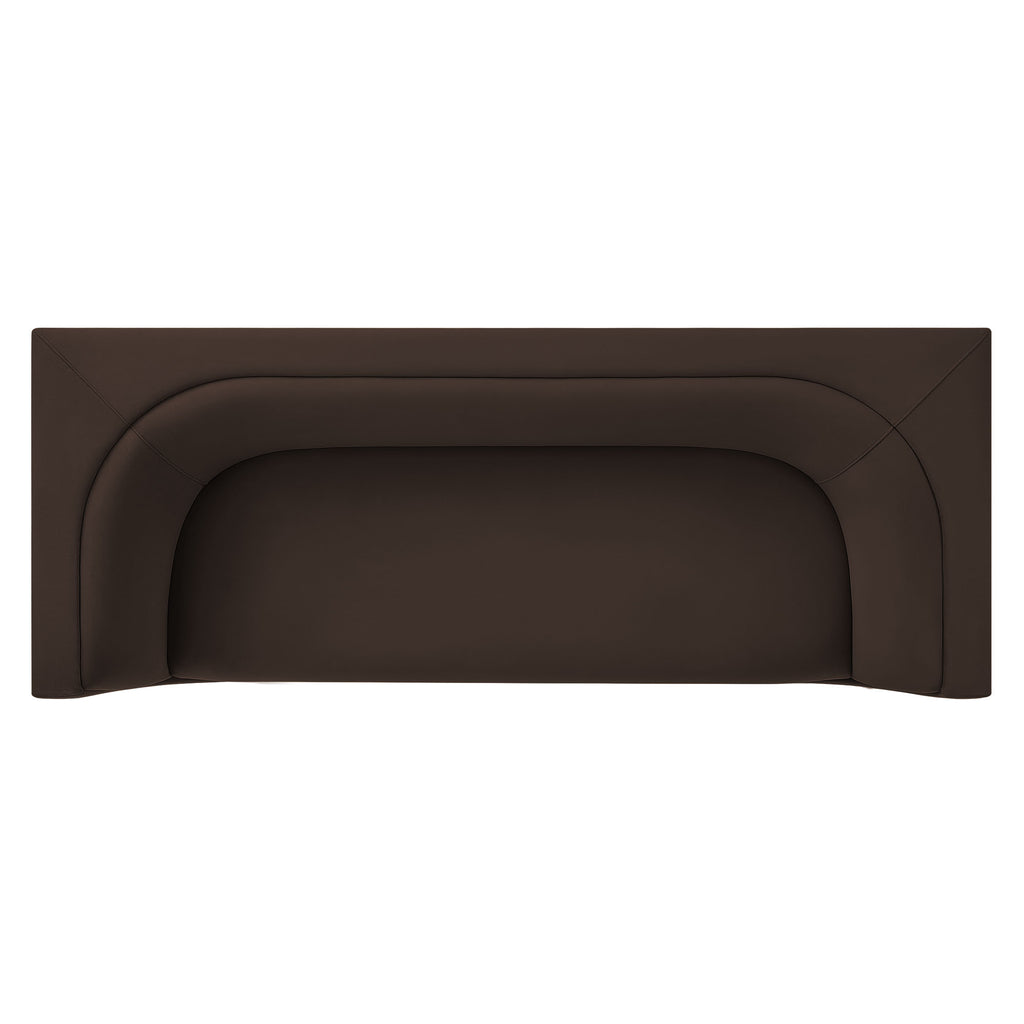 Hilda 86" Curved Back Performance Velvet Sofa - Chocolate Brown