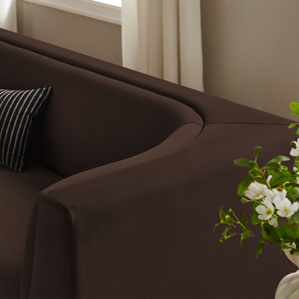 Hilda 86" Curved Back Performance Velvet Sofa - Chocolate Brown