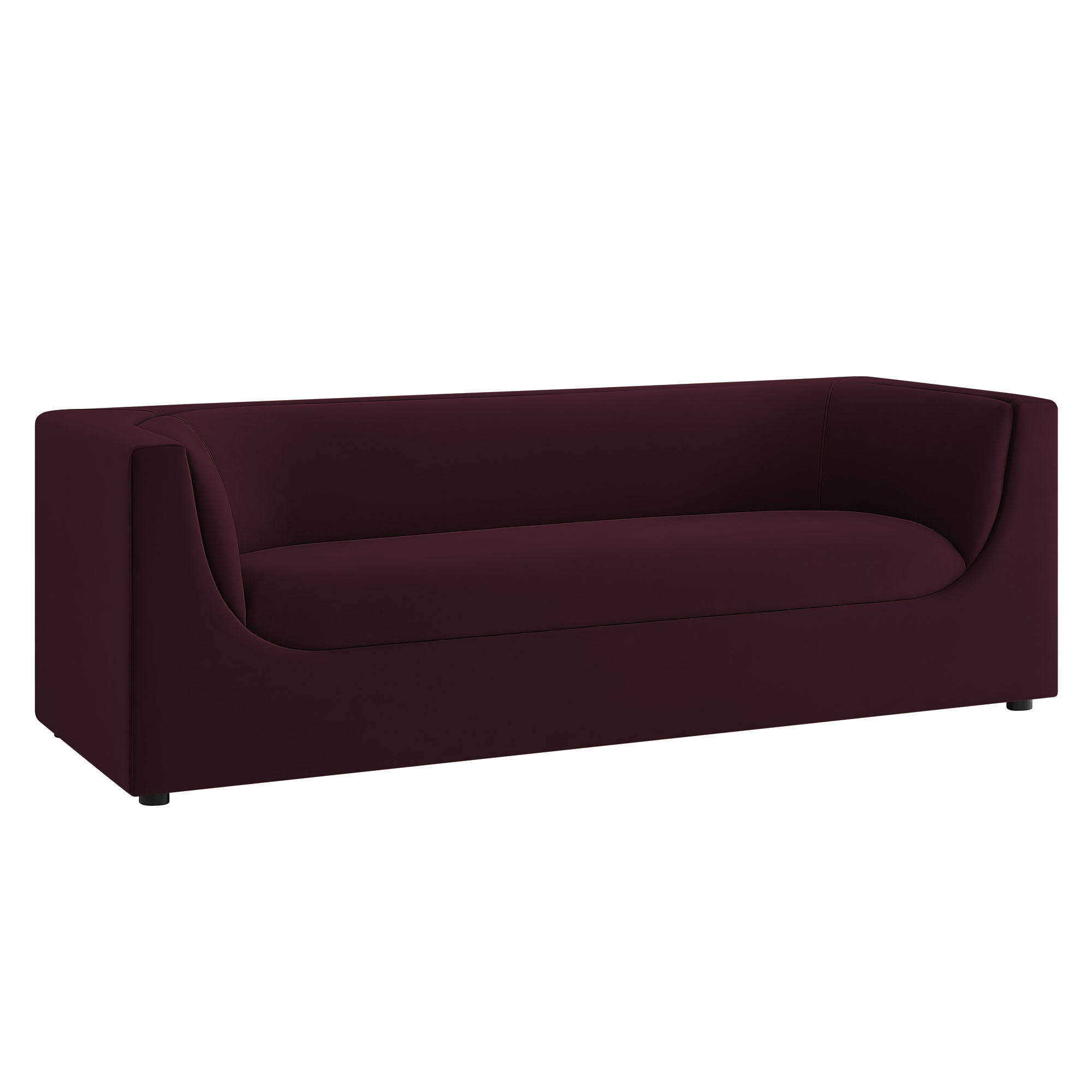 Hilda 86" Curved Back Performance Velvet Sofa - Mulberry