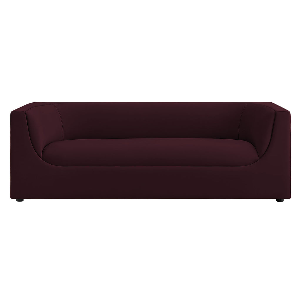 Hilda 86" Curved Back Performance Velvet Sofa - Mulberry