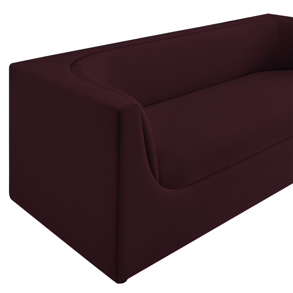 Hilda 86" Curved Back Performance Velvet Sofa - Mulberry