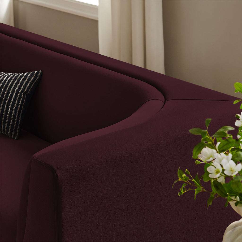 Hilda 86" Curved Back Performance Velvet Sofa - Mulberry