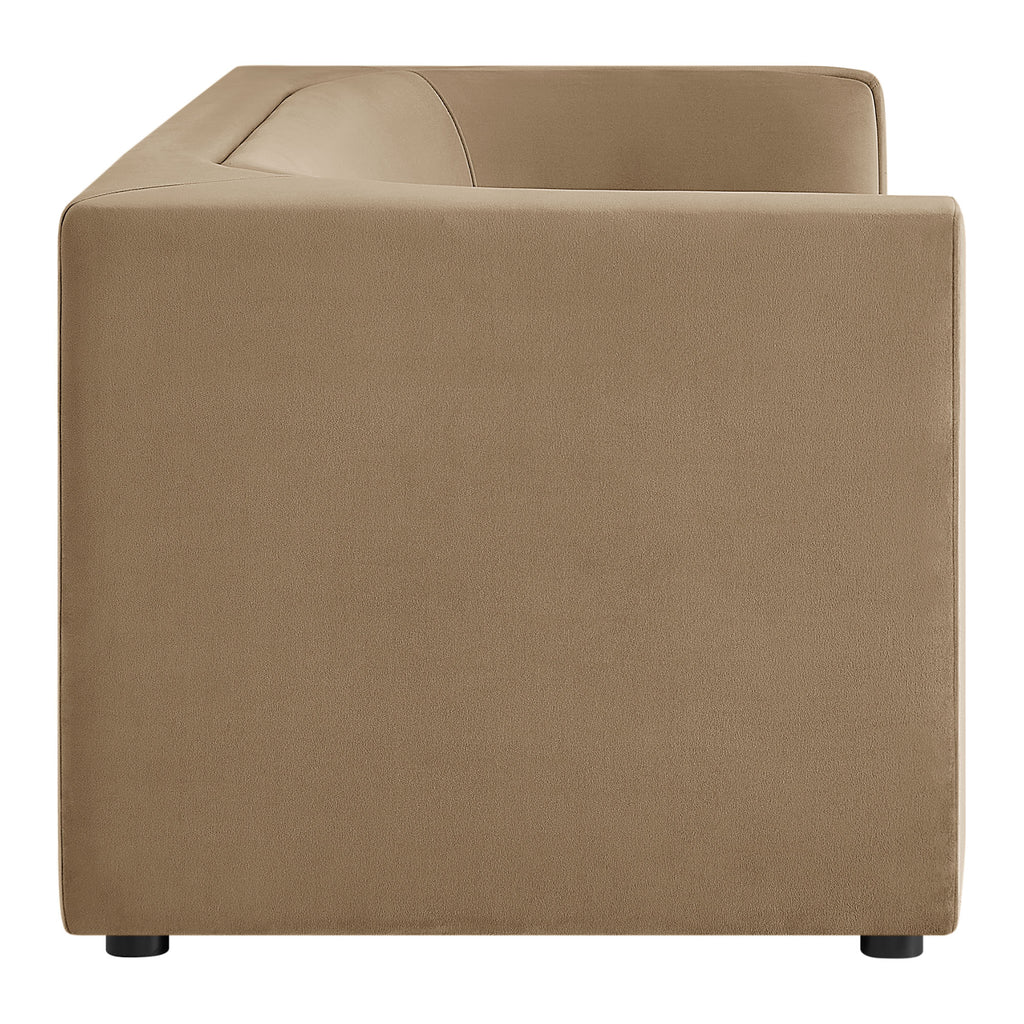 Hilda 86" Curved Back Performance Velvet Sofa - Taupe