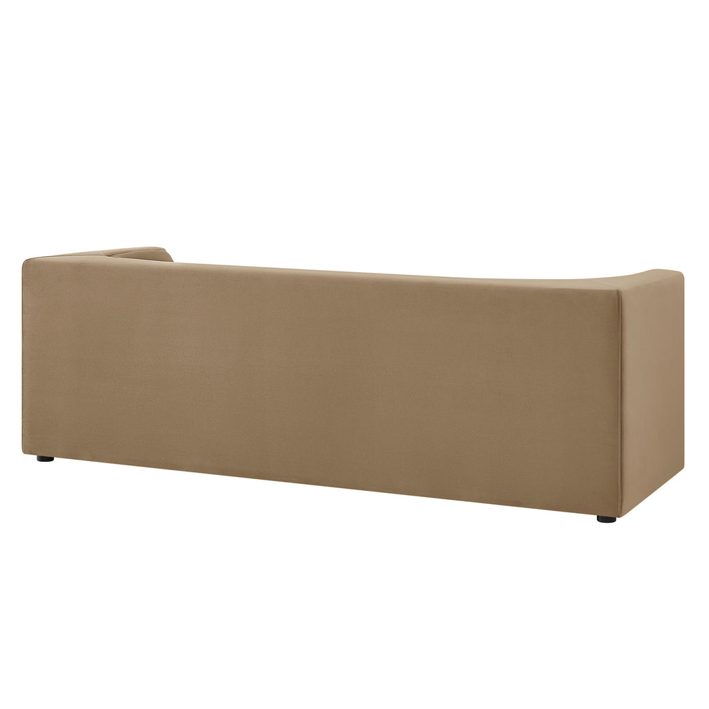Hilda 86" Curved Back Performance Velvet Sofa - Taupe