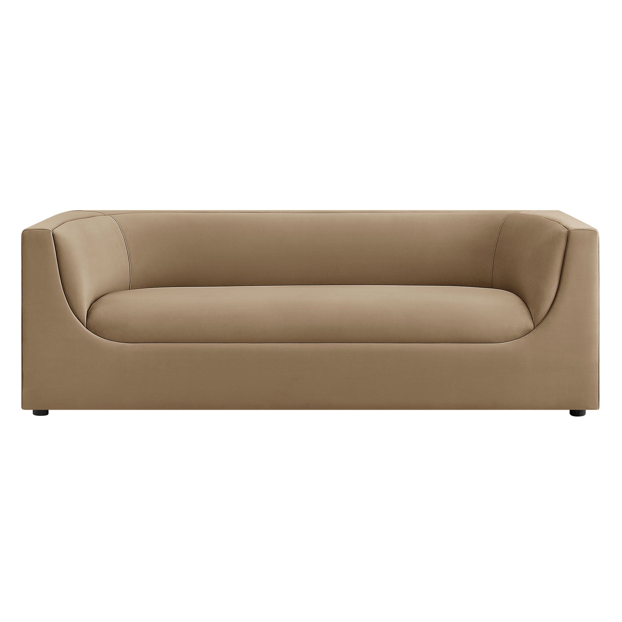 Hilda 86" Curved Back Performance Velvet Sofa - Taupe