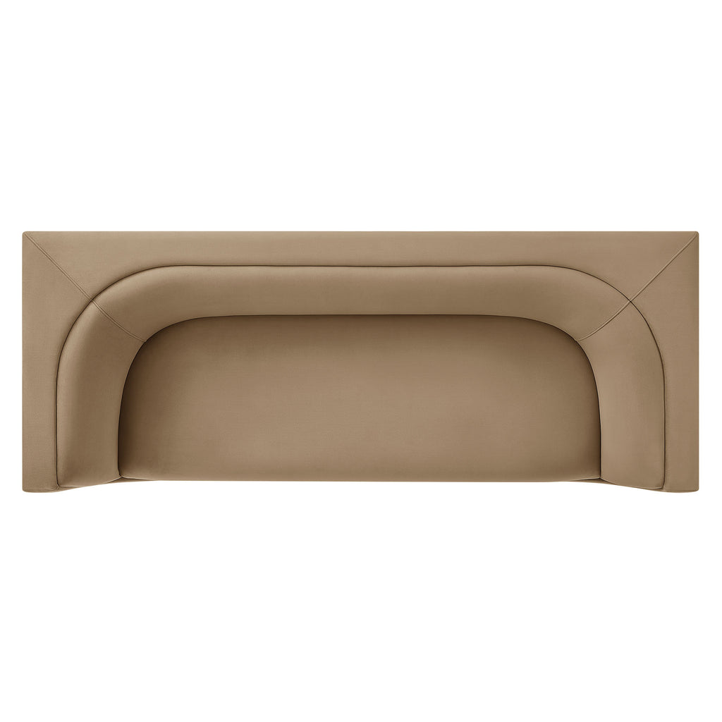 Hilda 86" Curved Back Performance Velvet Sofa - Taupe